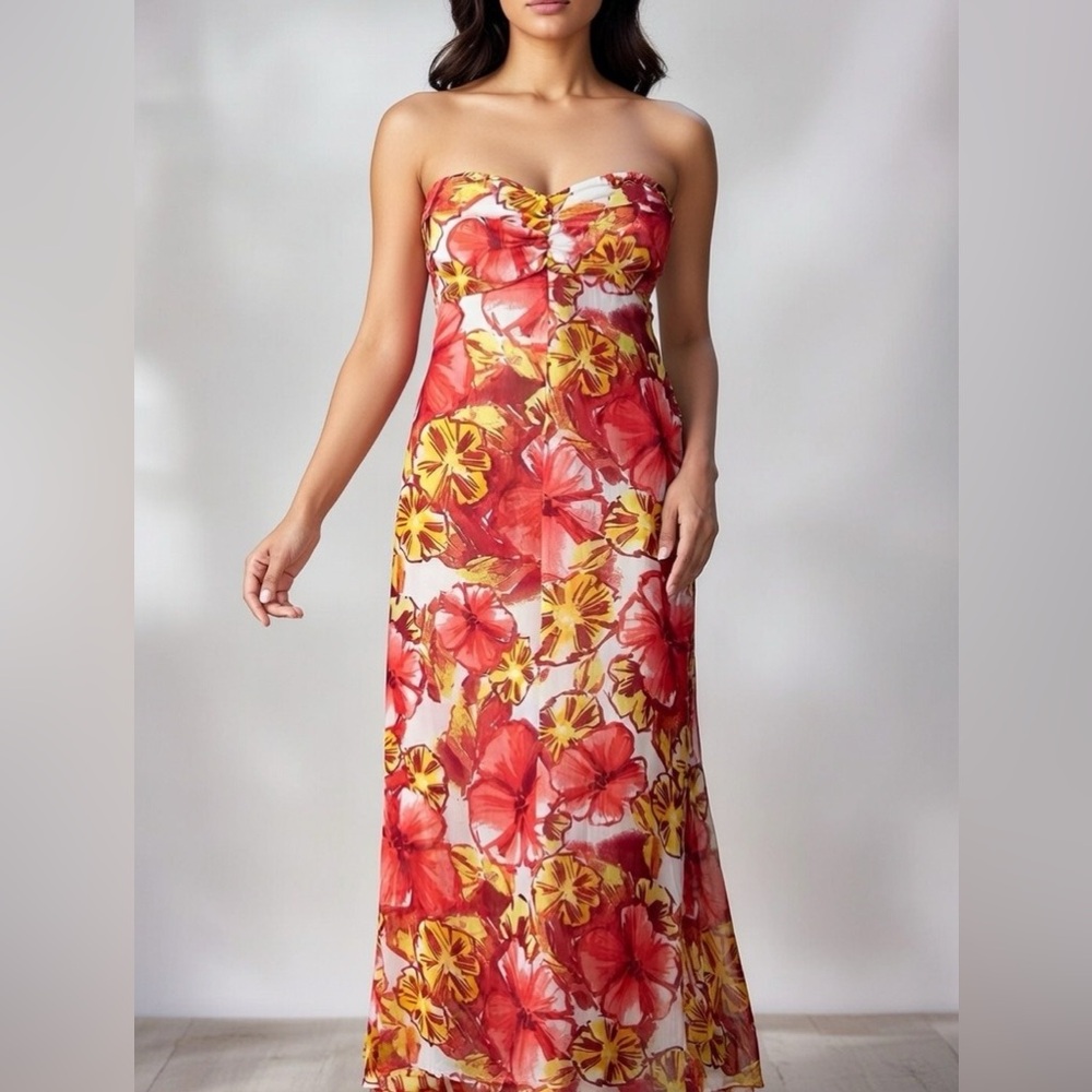 Xhilaration Strapless Floral Maxi Dress, size XS.